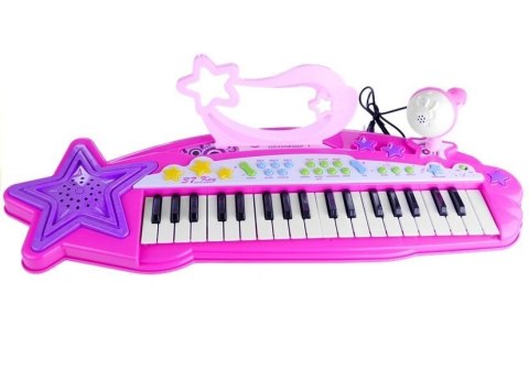 KEYBOARD PIANINKO ORGANY DLA DZIECI 37 KLAWISZY MIKROFON MP3 NAGRYWANIE GŁOŚNIK RÓŻOWE