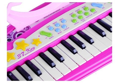 KEYBOARD PIANINKO ORGANY DLA DZIECI 37 KLAWISZY MIKROFON MP3 NAGRYWANIE GŁOŚNIK RÓŻOWE