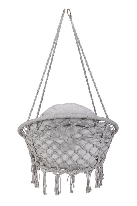 HUŚTAWKA OGRODOWA BOCIANIE GNIAZDO XXL FOTEL WISZĄCY Z PODUSZKĄ SZARY DO 150KG