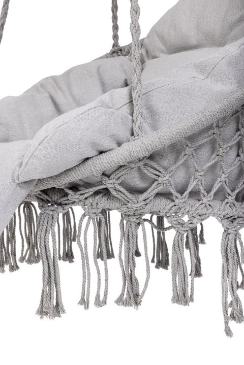 HUŚTAWKA OGRODOWA BOCIANIE GNIAZDO XXL FOTEL WISZĄCY Z PODUSZKĄ SZARY DO 150KG