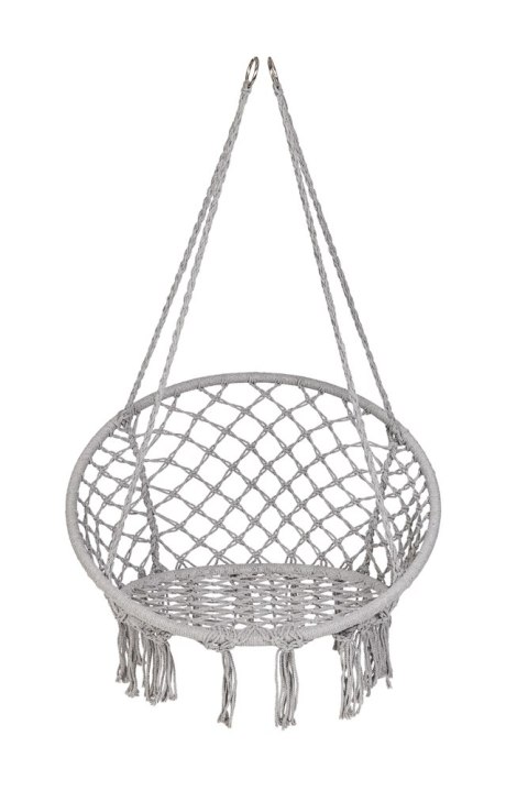 HUŚTAWKA OGRODOWA BOCIANIE GNIAZDO XXL FOTEL WISZĄCY Z PODUSZKĄ SZARY DO 150KG