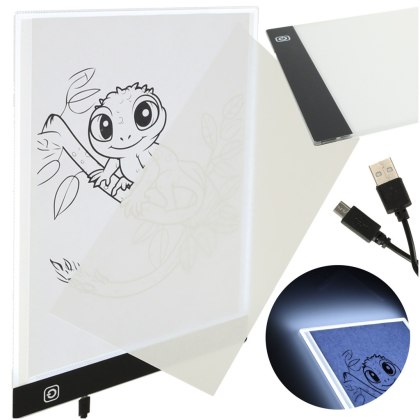 DESKA KREŚLARSKA PODŚWIETLANA TABLET GRAFICZNY KALKA DO RYSOWANIA A4 LED USB
