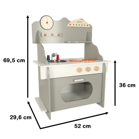 KUCHNIA DREWNIANA MDF 70CM DLA DZIECI PIEKARNIK GARNKI AKCESORIA ZLEW PRZYBORY