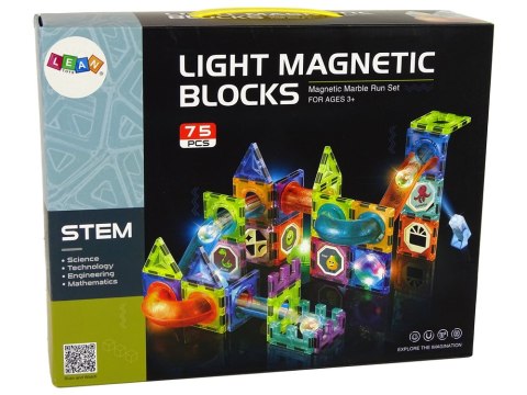 KLOCKI MAGNETYCZNE ŚWIECĄCA ZJEŻDŻALNIA DLA KULEK ZESTAW KONSTRUKCYJNY 75EL KLOCKI MAGNETYCZNE ŚWIECĄCA ZJEŻDŻALNIA DLA KULEK ZESTAW KONSTRUKCYJNY 75EL