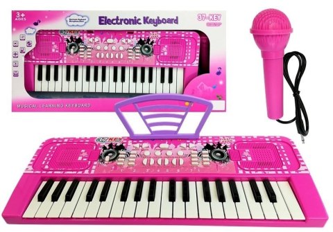 KEYBOARD ORGANY PIANINKO DLA DZIECI 37 KLAWISZY MIKROFON MP3 NAGRYWANIE RÓŻOWY