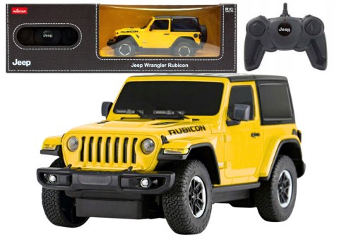 SAMOCHÓD ZDALNIE STEROWANY AUTO RC 1:24 JEEP WRANGLER JL RUBICON PILOT ŻÓŁTY