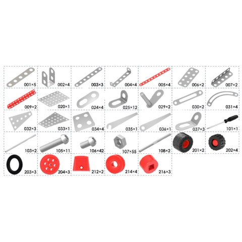 Zestaw Metalowy Konstrukcyjny Składanie Modeli Pojazdy Konstruktor 198 El