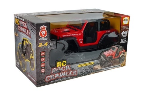 DUŻY SAMOCHÓD TERENOWY AUTO RC JEEP MONSTER 1:8 AMORTYZATORY 4X4 PILOT 2.4G AKUMULATOR CZERWONY