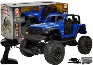 DUŻY SAMOCHÓD TERENOWY AUTO RC JEEP MONSTER 1:8 AMORTYZATORY 4X4 PILOT 2.4G AKUMULATOR NIEBIESKI