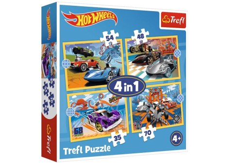 Puzzle - 4w1 - Pojazdy Hot Wheels - Mattel Hot Wheels 34627