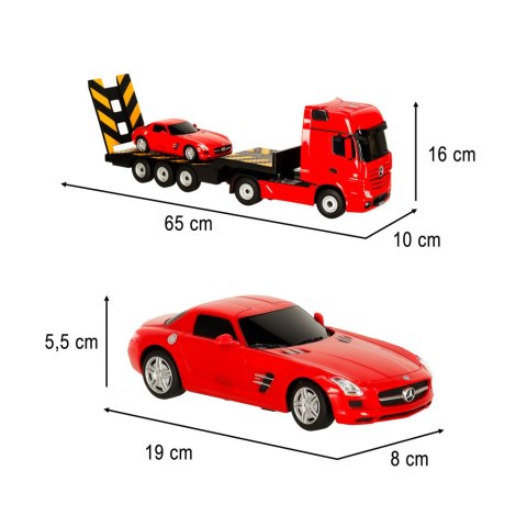 SAMOCHÓD ZDALNIE STEROWANY CIĘŻARÓWKA RC MERCEDES-BENZ ACTROS 1:26 LAWETA PILOT