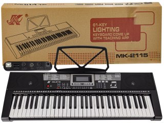 KEYBOARD ORGANY MK-2115 61 PODŚWIETLANE KLAWISZE NAUKA GRY EKRAN LCD EFEKTY