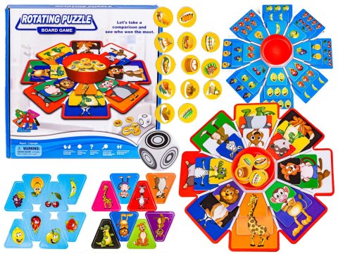 Obrotowa Gra Losowa, Układanka, Puzzle, Zwierzęta I Owoce Obrotowa Gra Losowa, Układanka, Puzzle, Zwierzęta I Owoce