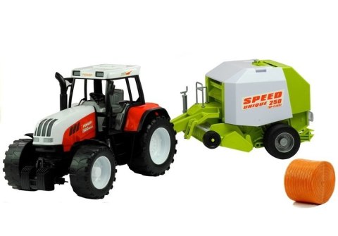 DUŻY TRAKTOR Z MASZYNĄ 65CM RUCHOME ELEMENTY NAPĘD PRASA DO SŁOMY