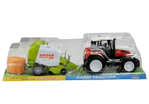 DUŻY TRAKTOR Z MASZYNĄ 65CM RUCHOME ELEMENTY NAPĘD PRASA DO SŁOMY