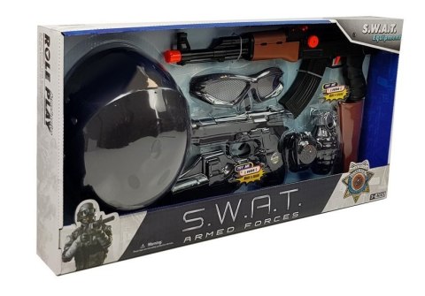 Zestaw Policjanta Dla Dzieci S.W.A.T Pistolety Kask Czarny Zestaw Policjanta Dla Dzieci S.W.A.T Pistolety Kask Czarny