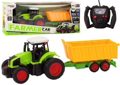 TRAKTOR ZDALNIE STEROWANY Z PRZYCZEPĄ CIĄGNIK RC 1:16 PILOT AKUMULATOR