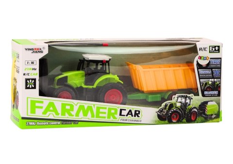 TRAKTOR ZDALNIE STEROWANY Z PRZYCZEPĄ CIĄGNIK RC 1:16 PILOT AKUMULATOR