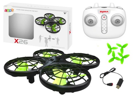 MINI DRON ZDALNIE STEROWANY SYMA X26 TRYB OMIJANIA ZASIĘG 30M PILOT 2.4