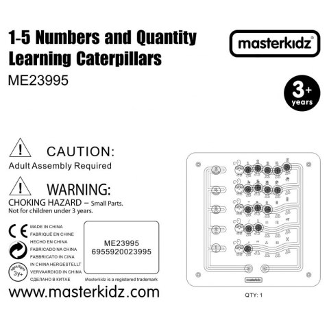 MASTERKIDZ Kolorowe Gąsieniczki Nauka Liczb i Ilości - Tablica Ścienna Edukacyjna Montessori