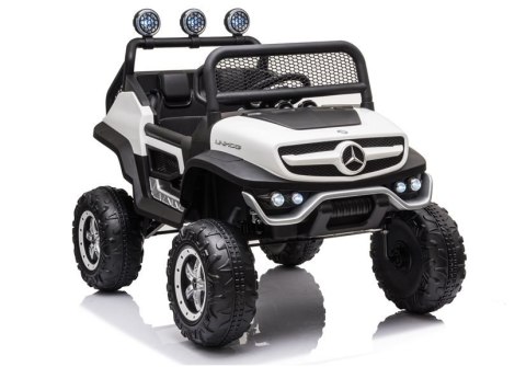 AUTO NA AKUMULATOR SAMOCHÓD MERCEDES UNIMOG S 4X4 LED SKÓRA PILOT EVA RADIO MP3