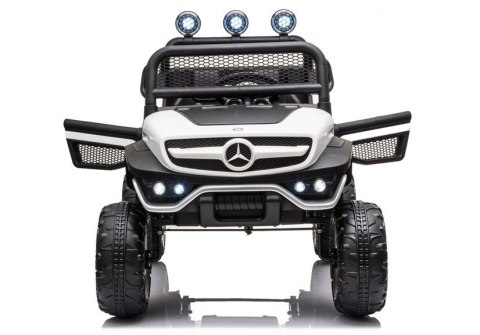 AUTO NA AKUMULATOR SAMOCHÓD MERCEDES UNIMOG S 4X4 LED SKÓRA PILOT EVA RADIO MP3