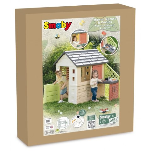 Smoby Domek Nature z kuchnią + 17 akcesoriów