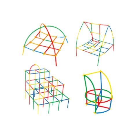 Klocki Słomki Konstrukcyjne Kreatywne 3D Patyczki Rurki Zestaw 500 ele