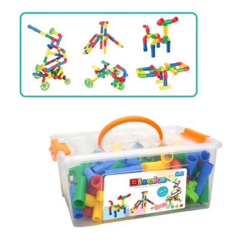 Klocki Konstrukcyjne Rurki Rury Budowlane Zestaw Kolorowy W Kuferku 112 ele