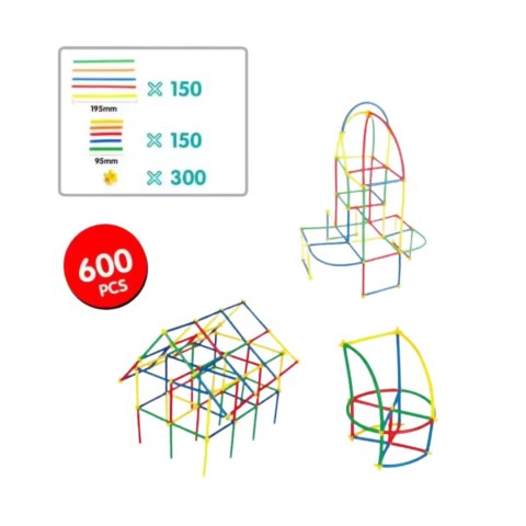 Klocki Słomki Konstrukcyjne Kreatywne 3D Patyczki Rurki Zestaw 600 ele
