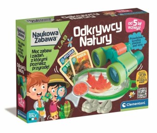 ZESTAW DOŚWIADCZALNY ODKRYWCY NATURY NAUKOWA ZABAWA LORNETKA KARTY CLEMENTONI