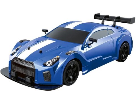 DUŻY Samochód Do Driftu Auto RC Drift 1:16 2,4 GHz PARA DYM 4WD Niebieski Nissan GTR LED