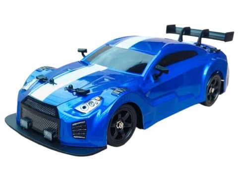 DUŻY Samochód Do Driftu Auto RC Drift 1:16 2,4 GHz PARA DYM 4WD Niebieski Nissan GTR LED