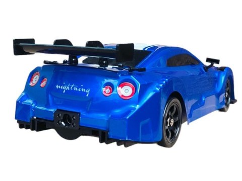 DUŻY Samochód Do Driftu Auto RC Drift 1:16 2,4 GHz PARA DYM 4WD Niebieski Nissan GTR LED