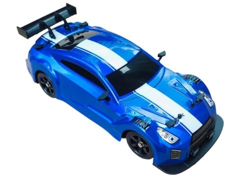 DUŻY Samochód Do Driftu Auto RC Drift 1:16 2,4 GHz PARA DYM 4WD Niebieski Nissan GTR LED