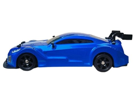 DUŻY Samochód Do Driftu Auto RC Drift 1:16 2,4 GHz PARA DYM 4WD Niebieski Nissan GTR LED