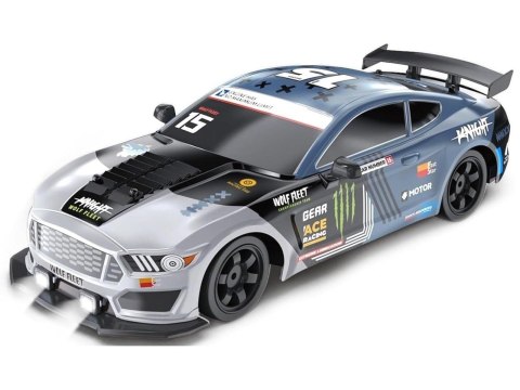 DUŻY Samochód Do Driftu Auto RC Drift 1:16 2,4 GHz PARA DYM Grafitowy Mustang 4WD LED