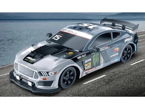 DUŻY Samochód Do Driftu Auto RC Drift 1:16 2,4 GHz PARA DYM Grafitowy Mustang 4WD LED