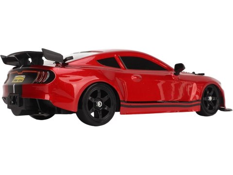 DUŻY Samochód Do Driftu Auto RC Drift 1:16 2,4 GHz PARA DYM Mustang 4WD Czerwony LED