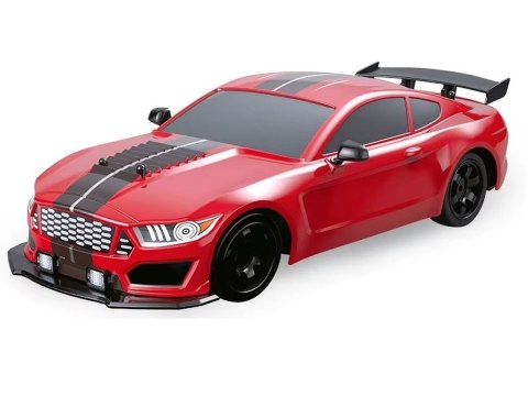 DUŻY Samochód Do Driftu Auto RC Drift 1:16 2,4 GHz PARA DYM Mustang 4WD Czerwony LED