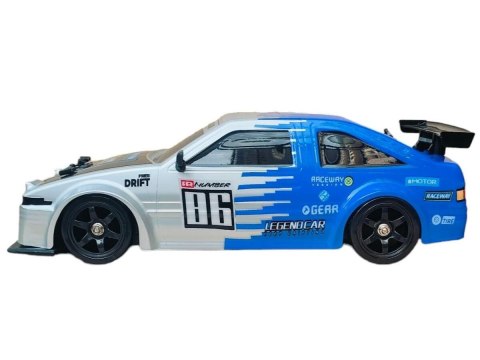 DUŻY Samochód Do Driftu Auto RC Drift 1:16 2,4 GHz PARA DYM Srebrna Toyota 4WD LED