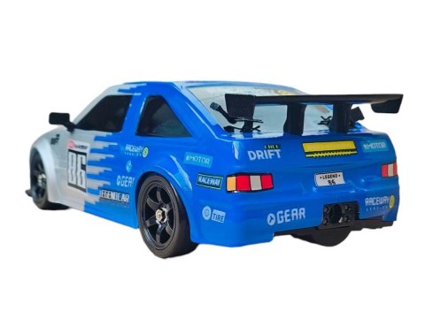 DUŻY Samochód Do Driftu Auto RC Drift 1:16 2,4 GHz PARA DYM Srebrna Toyota 4WD LED