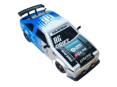 DUŻY Samochód Do Driftu Auto RC Drift 1:16 2,4 GHz PARA DYM Srebrna Toyota 4WD LED