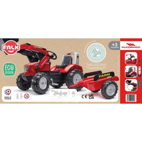 FALK Traktor Mc Cormick Czerwony na Pedały z Przyczepką od 3 Lat FALK Traktor Mc Cormick Czerwony na Pedały z Przyczepką od 3 Lat