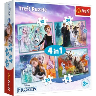 Puzzle - 4w1 (12, 15, 20, 24) - Niezwykły świat Frozen - Kraina Lodu - Trefl 34381