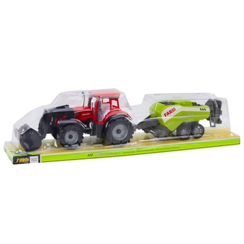 TRAKTOR Z ŁADOWACZEM I PRASĄ ROLNICZĄ ZESTAW 48CM RUCHOMA ŁYŻKA CZERWONY TRAKTOR Z ŁADOWACZEM I PRASĄ ROLNICZĄ ZESTAW 48CM RUCHOMA ŁYŻKA CZERWONY
