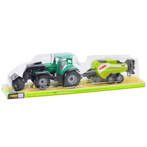 TRAKTOR Z ŁADOWACZEM I PRASĄ ROLNICZĄ ZESTAW 48CM RUCHOMA ŁYŻKA ZIELONY TRAKTOR Z ŁADOWACZEM I PRASĄ ROLNICZĄ ZESTAW 48CM RUCHOMA ŁYŻKA ZIELONY