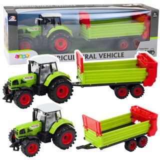 TRAKTOR CIĄGNIK ROLNICZY PRZYCZEPKA 48CM NAPĘD FRYKCYJNY OTWIERANA MASKA DRZWI