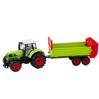 TRAKTOR CIĄGNIK ROLNICZY PRZYCZEPKA 48CM NAPĘD FRYKCYJNY OTWIERANA MASKA DRZWI