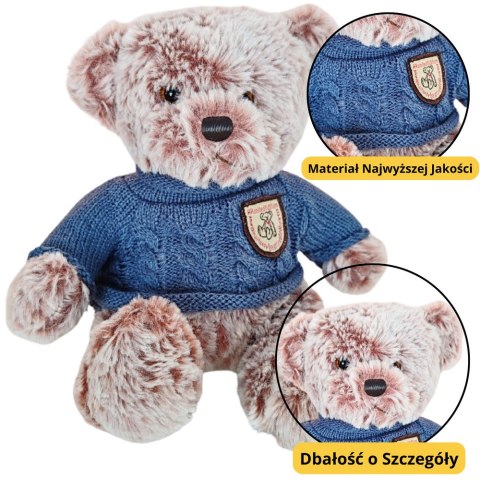 Pluszowa Maskotka Przytulanka Miś Szary Niebieski Sweterek 21cm Pluszowa Maskotka Przytulanka Miś Szary Niebieski Sweterek 21cm